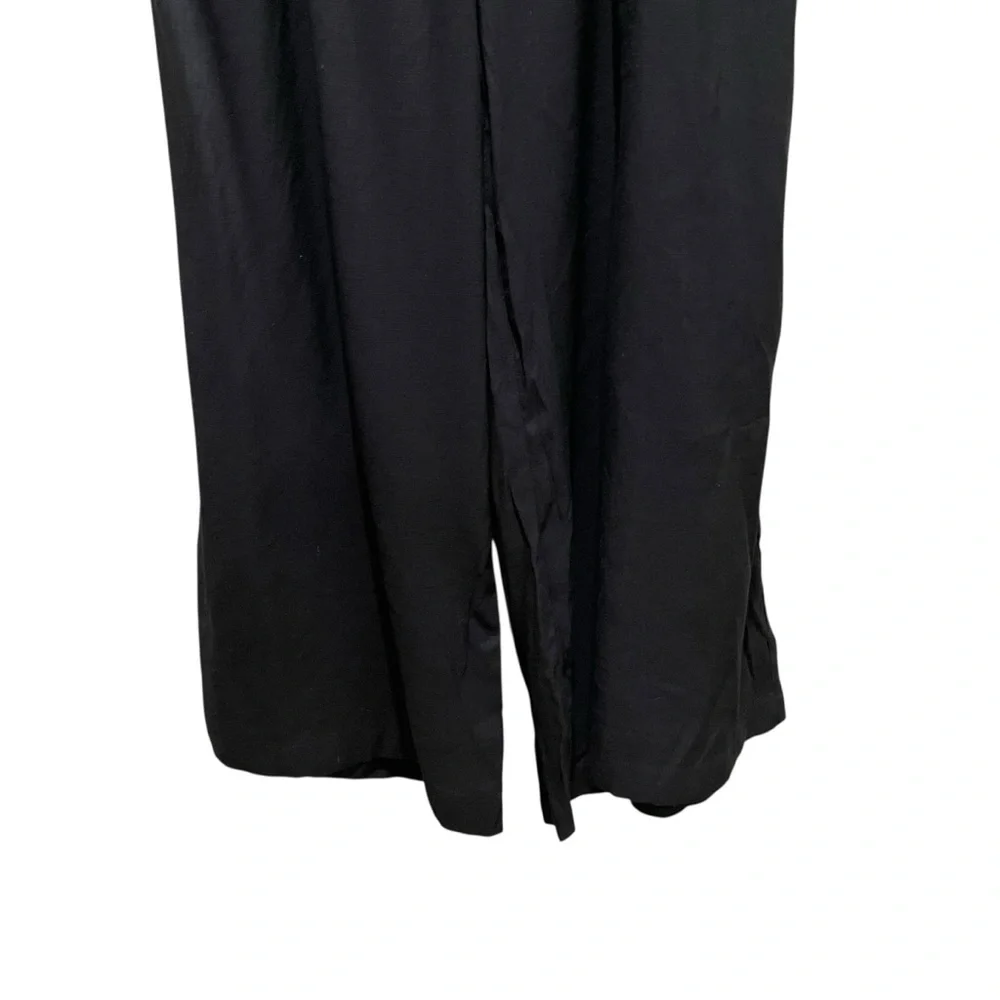 Doe & Rae Puff Sleeve Tie Wide Leg Flowy Jumpsuit Black Women’s Size Medium - Picture 2 of 8